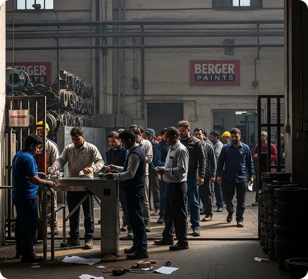 Before - Workers at gate